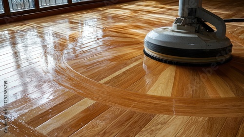Professional floor buffer polishing the floor.