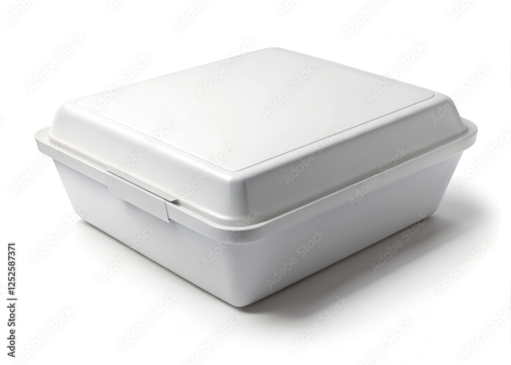 Closed White Food Container with Copy Space Closed White Food Container with Copy Space