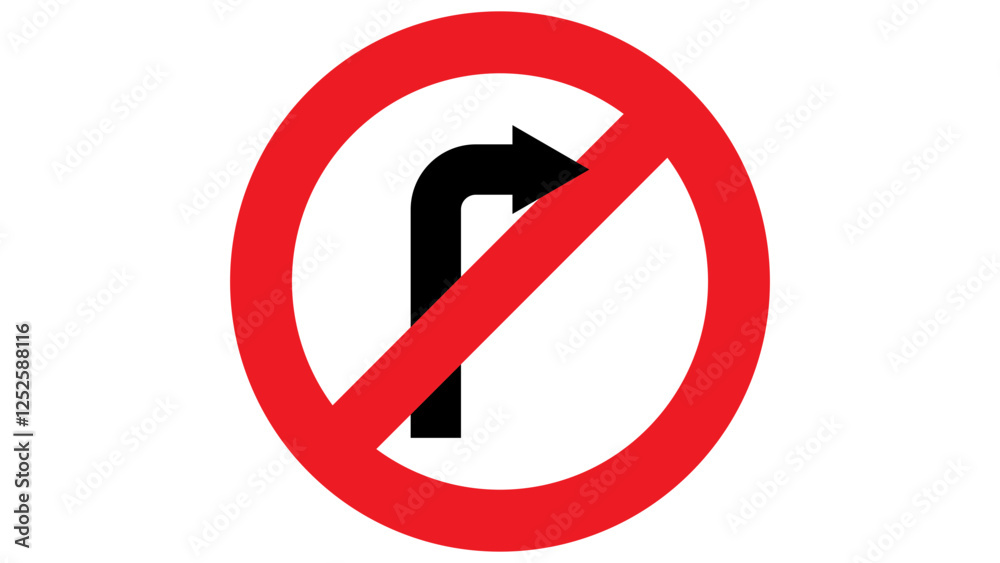 Vector icon for sign of no right turn. Vector icon for sign of no right turn.