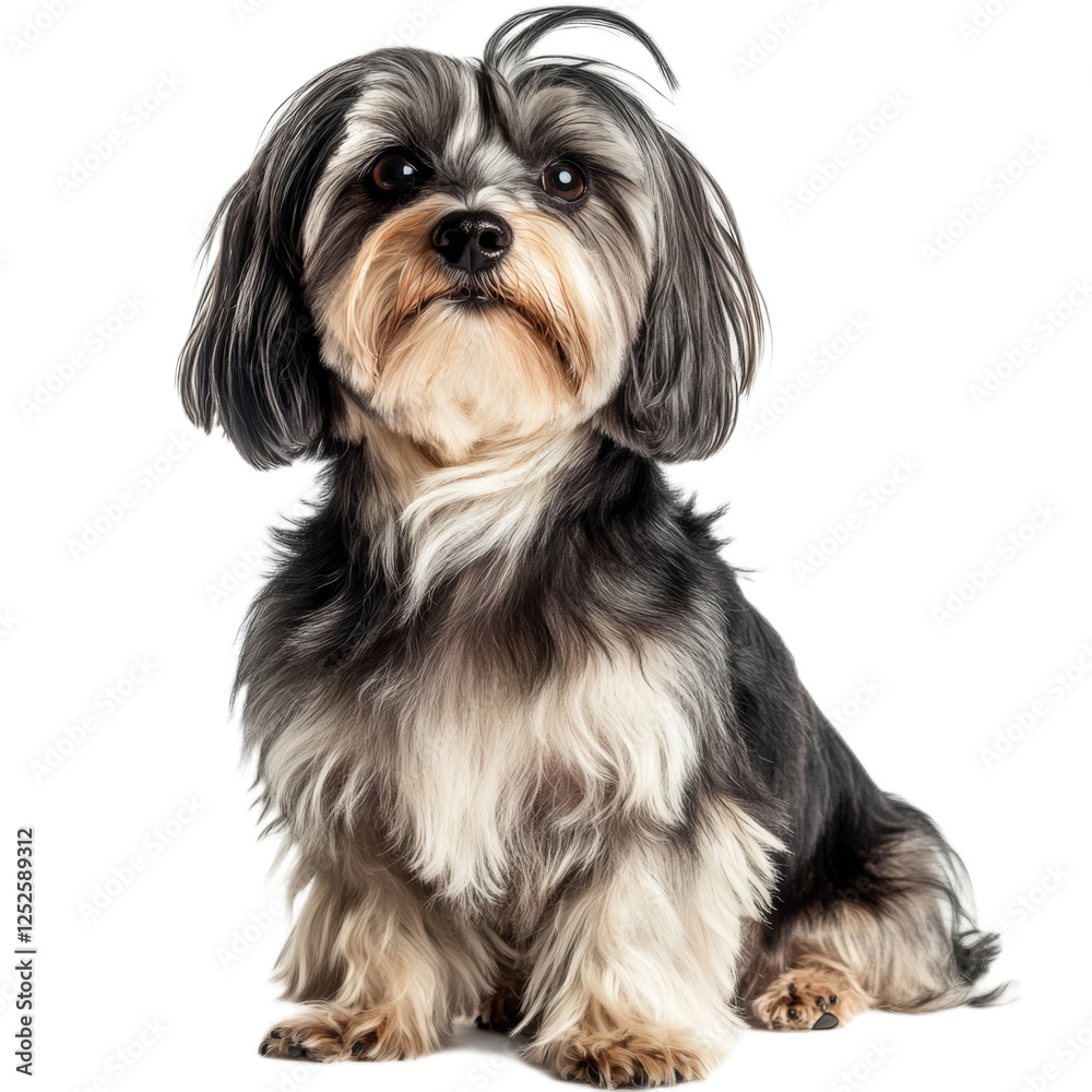Adorable Small Dog Sitting on White Background Adorable Small Dog Sitting on White Background