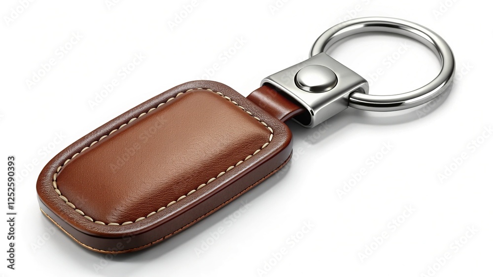 Leather Keychain on White Background Double Exposure Leather Keychain on White Background Double Exposure