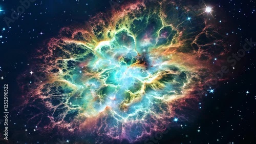 a beautiful sci-fi crab nebulae in the deep space, in the concept of fictional space