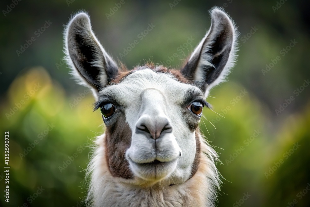 Obraz premium Majestic Black and White Llama Portrait - Long Exposure Photography