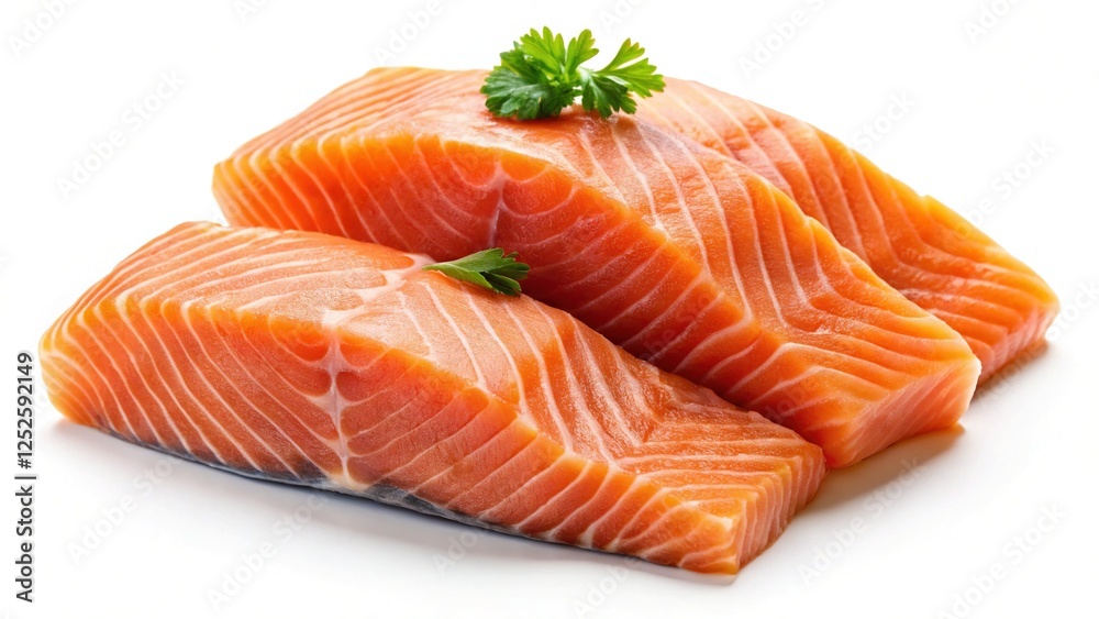 Raw Salmon Fillets - Isolated Against White Raw Salmon Fillets - Isolated Against White