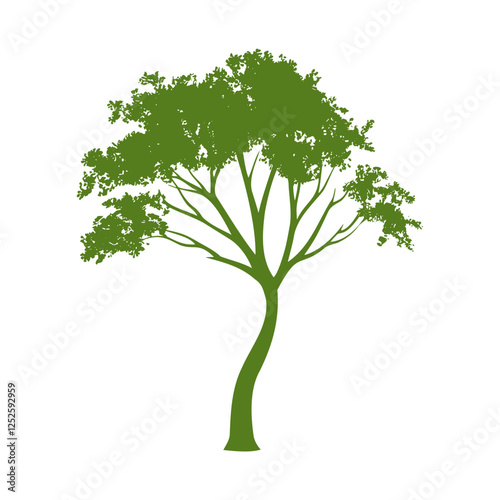 Single green tree silhouette