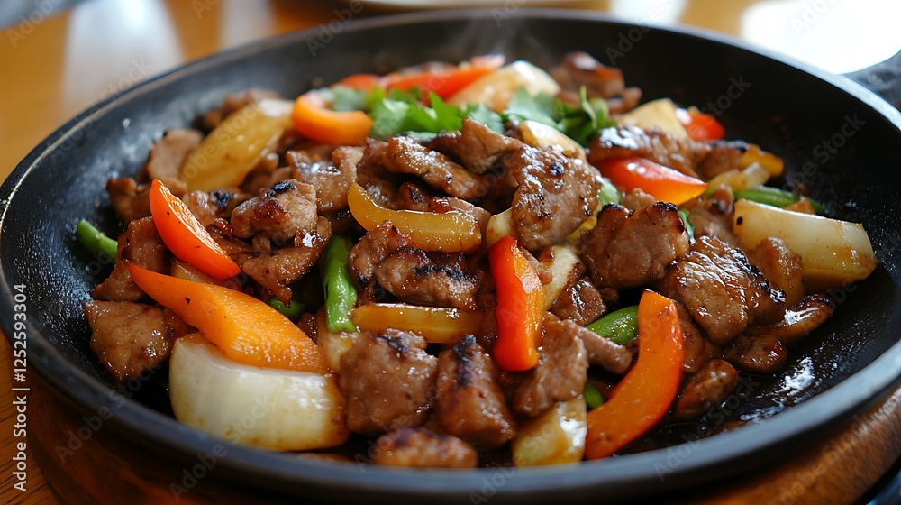 Stir fry meal getting cooked in a frying pan Stir fry meal getting cooked in a frying pan