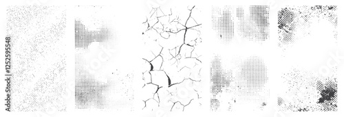 Overlay texture set. Dirty Grunge Textures Vector Set. Dirty grainy stamp and scratches and damage mark. Use purpose damaged, distress, paint, texture, old, concrete, urban, grunge, dirty, dust vector
