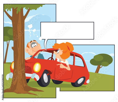 Funny people got car crash accident.