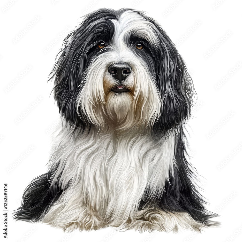 Adorable Black and White Lhasa Apso Dog Portrait Adorable Black and White Lhasa Apso Dog Portrait