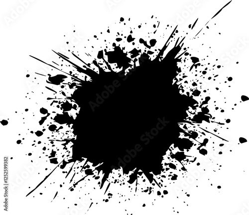 Watercolor Painting Black Ink Vector on White Background