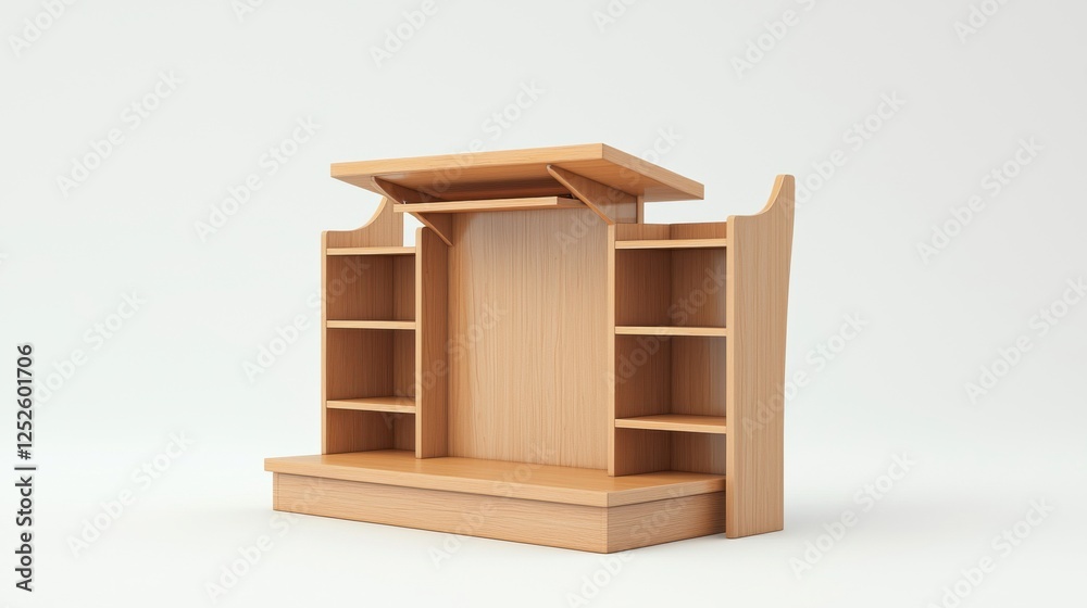 a podium with side storage shelves, multi-functional lecture stand, practical educational use, isolated on white background a podium with side storage shelves, multi-functional lecture stand, practical educational use, isolated on white background