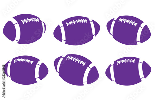 Iconic American Football Sports Ball Set Showcasing Classic Brown Leather Style with Realistic Texture and Details

