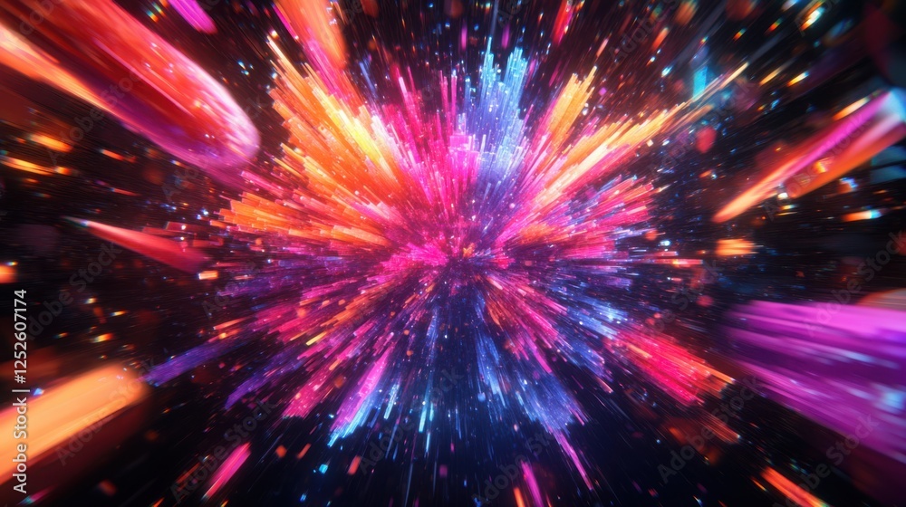 Exploding 3D spheres, with sharp lines radiating outward in bright colors. Exploding 3D spheres, with sharp lines radiating outward in bright colors.