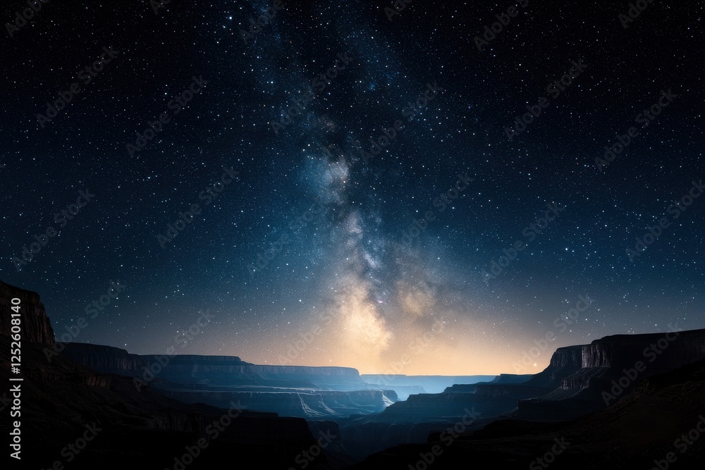 Nighttime stargazing over the grand canyon nature celestial viewpoint serene landscape Nighttime stargazing over the grand canyon nature celestial viewpoint serene landscape