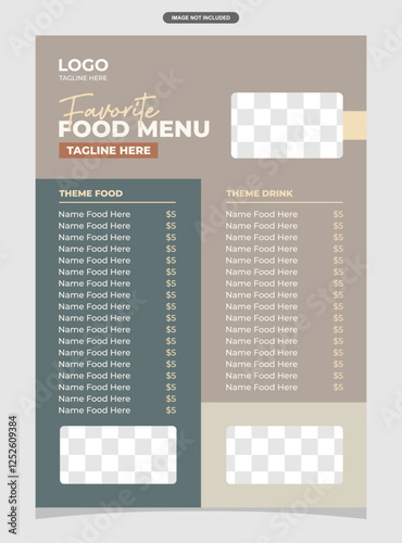 Elegant restaurant food menu template