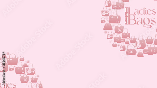  branding image for a handbag store, website, or fashion accessory business.. pattern of various handbag and purse silhouettes arranged decoratively