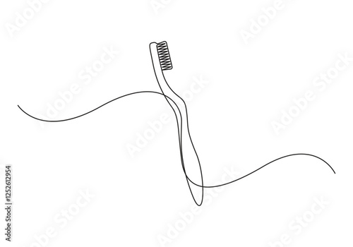 Continuous one line drawing of toothbrush and toothpaste, single line art toothbrush and toothpaste graphic vector illustration