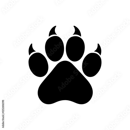 Lion paw print icon silhouette vector flat illustration design on white background.