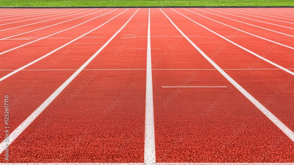 Empty Red Running Track With White Lines Empty Red Running Track With White Lines