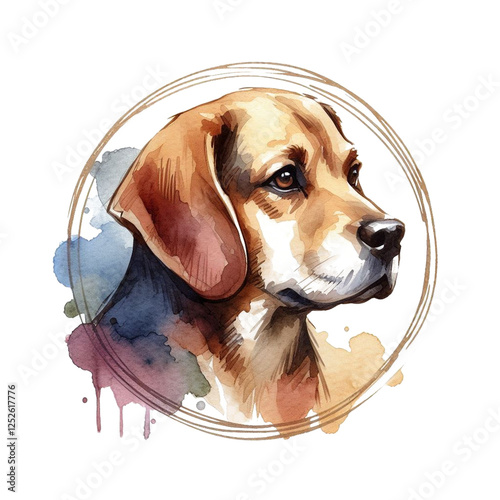 Watercolor Illustration of a Dog's Head