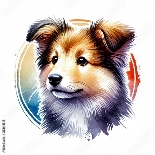 Watercolor Illustration of a Dog's Head