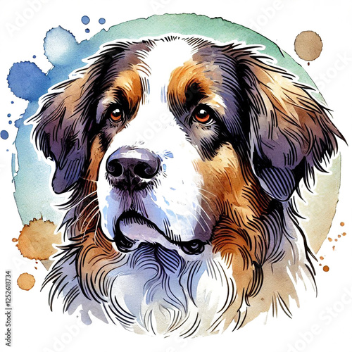 Watercolor Illustration of a Dog's Head