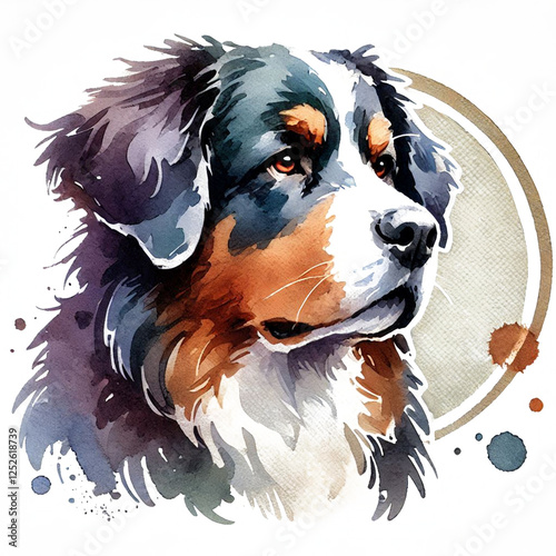 Watercolor Illustration of a Dog's Head