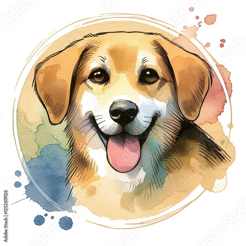 Watercolor Illustration of a Dog's Head