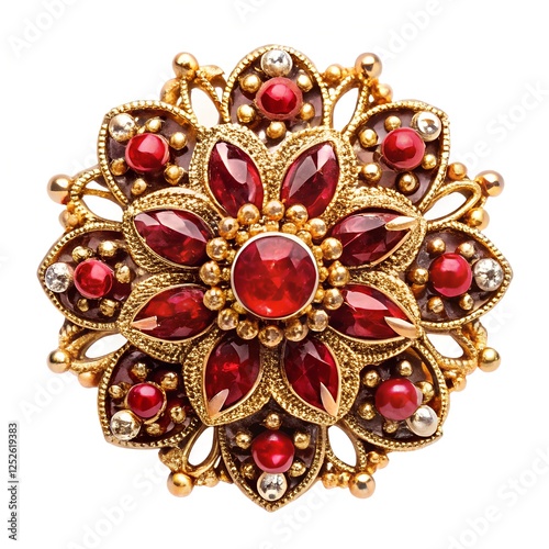 Beautiful women's vintage gold brooch, with bright natural pearls.

