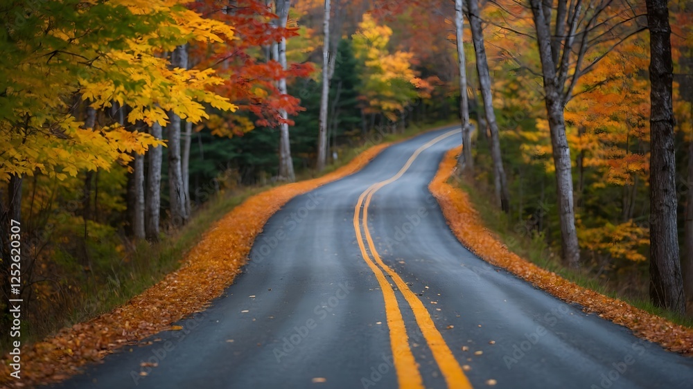 Fototapeta premium road in autumn forest