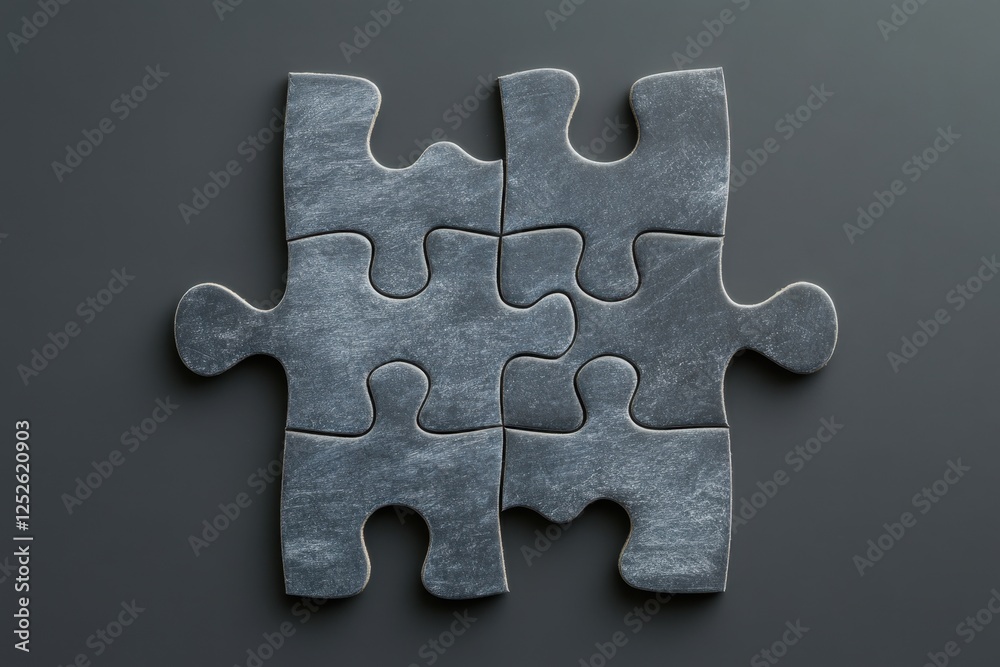Obraz premium Four puzzle pieces are connected forming a single square shape