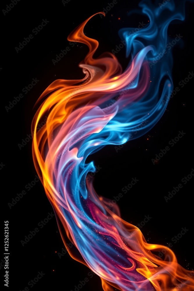 Abstract Blue and Orange Flame Design Digital Art Abstract Blue and Orange Flame Design Digital Art