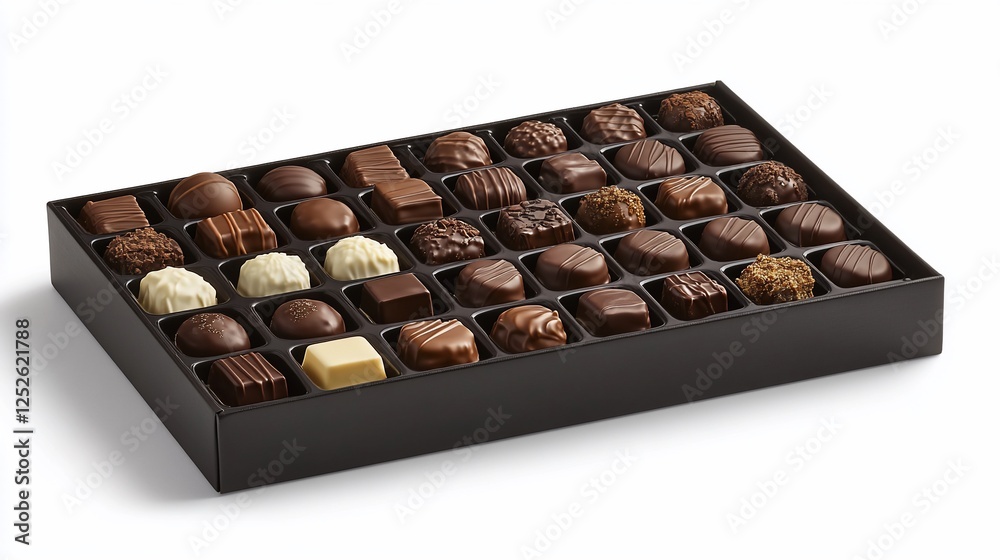 Assorted chocolates in a dark box Assorted chocolates in a dark box