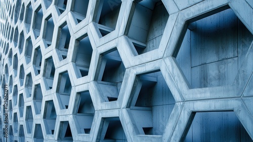 Repeating hexagonal patterns in a building's structural design