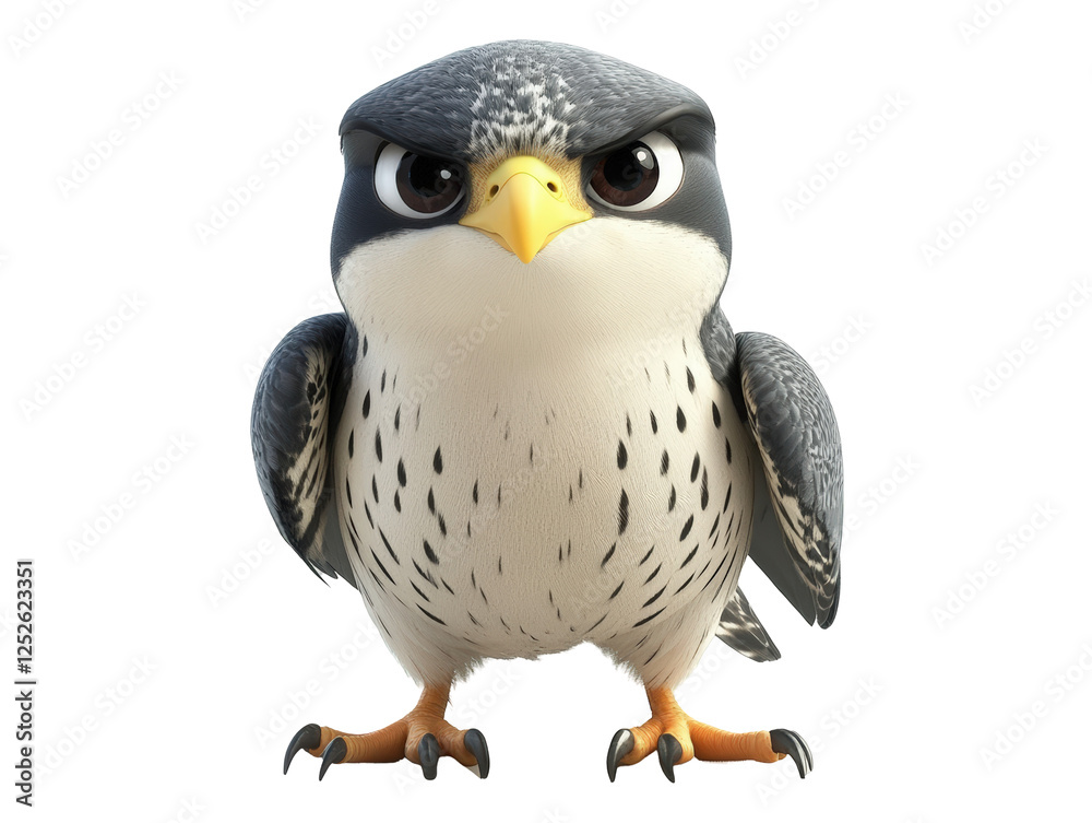 Fototapeta premium Isolated Cartoon Falcon with Menacing Expression