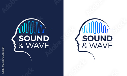 human brain wave logo, human sound logo, sound wave logo design,  brain wave technology logo design concept vector Icon pulse, frequency and digital voice technology business audio music company