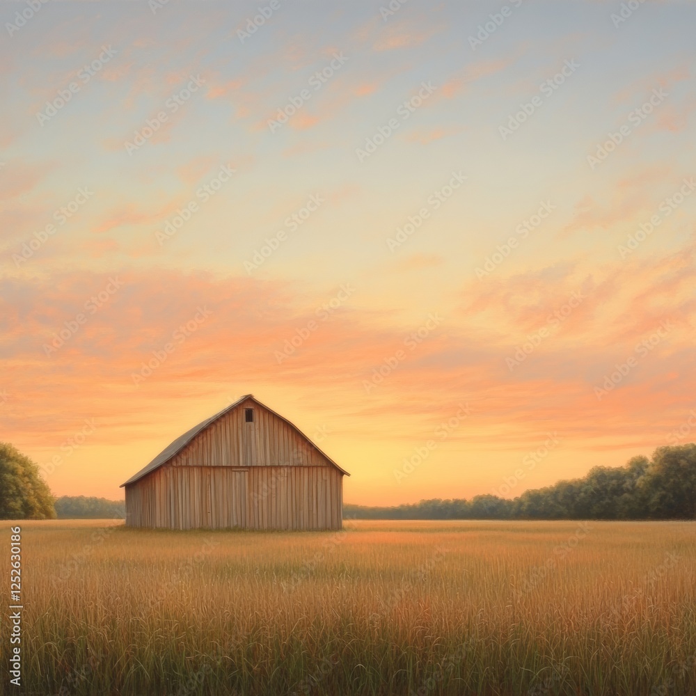 Golden Hour Barn in a Wheat Field Golden Hour Barn in a Wheat Field