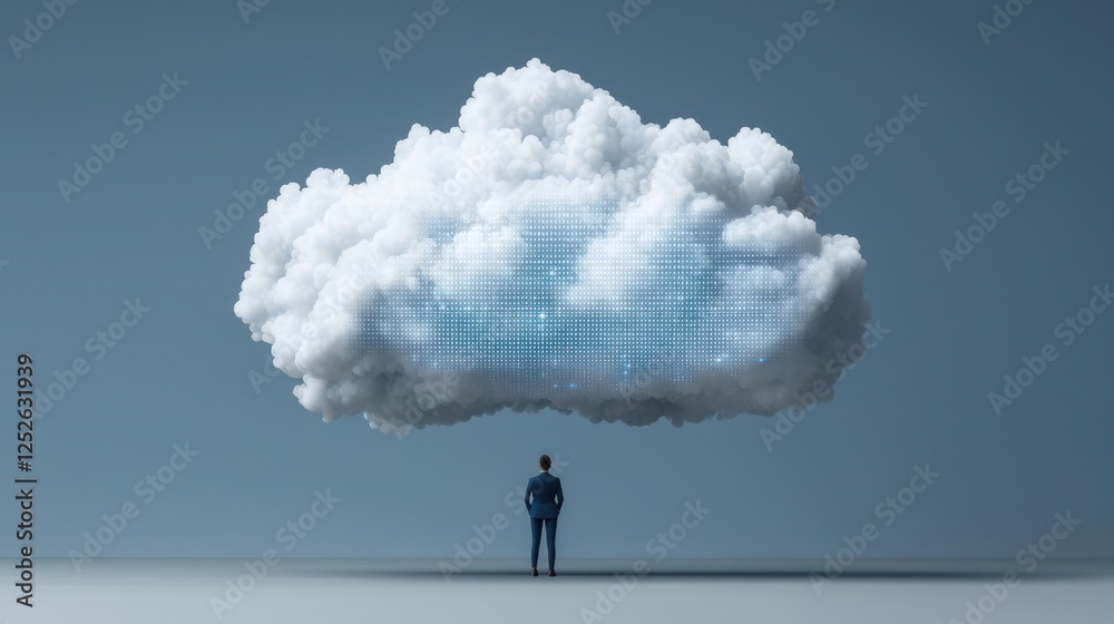 Businessman Contemplating Cloud Computing Future Businessman Contemplating Cloud Computing Future