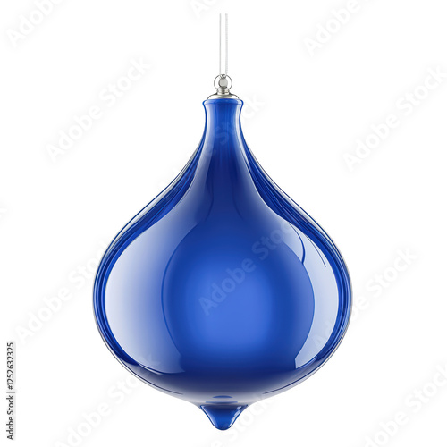 Isolated Glossy Cobalt Blue Christmas Bauble Ornament