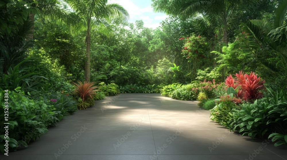 Obraz premium Lush Tropical Garden Path.
