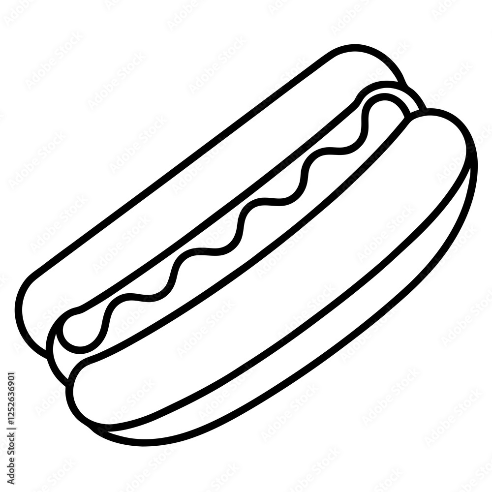 Simple Hot Dog Line Drawing for Vectors Simple Hot Dog Line Drawing for Vectors