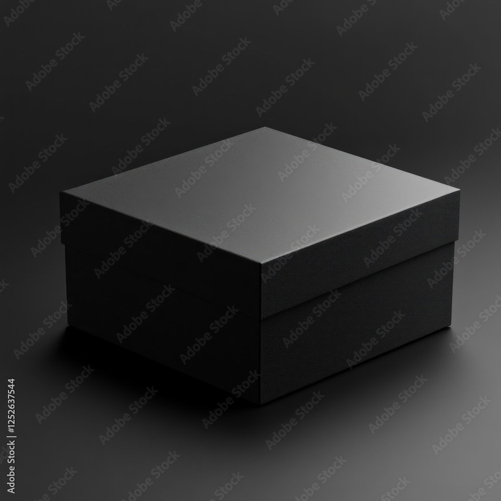 Fototapeta premium Black square box on dark background; packaging mockup (2)