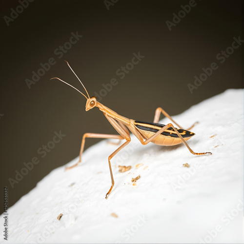 Mediterranean ground mantis (Ameles decolor) on white background photo