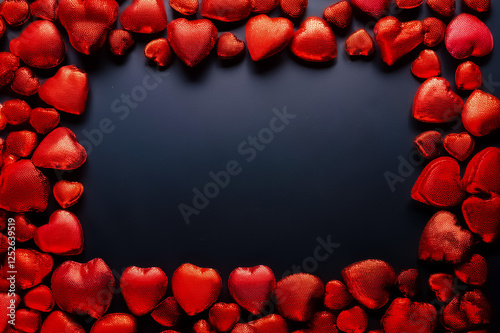 Viele kleine Herzen um den Bilderrand herum für Karte zum Valentinstag photo