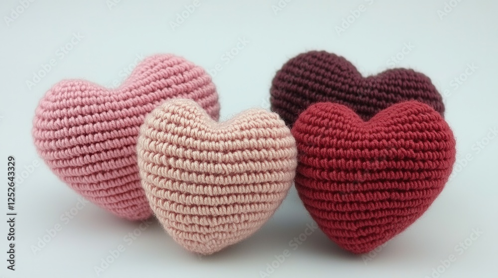 Crocheted Hearts in Shades of Pink and Red Crocheted Hearts in Shades of Pink and Red