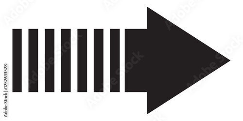 Long arrow. Black arrow pointing right. Black large arrow pointing right. Bold thine long arrow. Vector illustration. Long arrow icon Vector.  Long arrow isolated on white background.