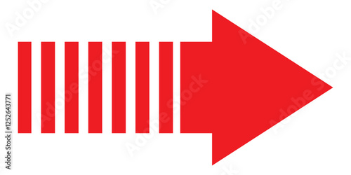 Long arrow icon. Vector trendy long arrow. Red horizontal long arrow vector. Red long arrow pointing to right site in isolated background. Vector illustration. Red long bold arrow icon vector 