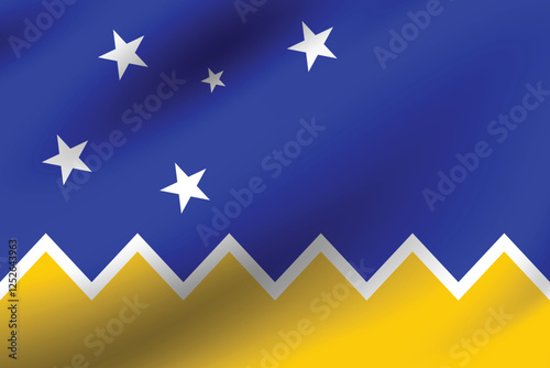 Magellan-chilean Antarctic Region flag official colors and proportion digital vector illustration. Pleated flag.