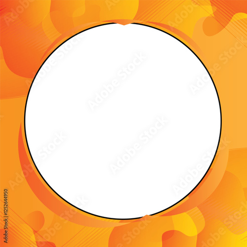 A circle with a white background. The circle is orange and has a black outline