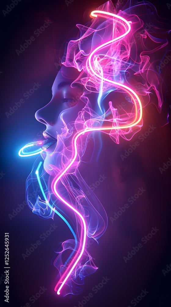 Fototapeta premium abstract neon smoking line background